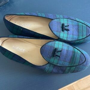 Black watch plaid Belgian loafers